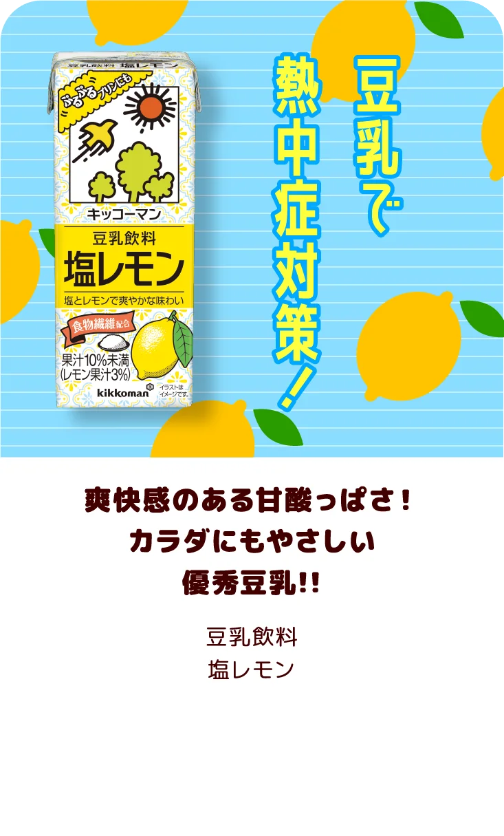 爽快感のある甘酸っぱさ！カラダにもやさしい優秀豆乳!! 豆乳飲料 塩レモン